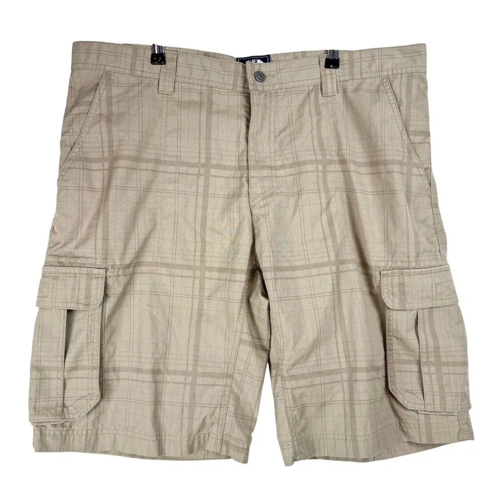 The North Face Cargo Shorts Mens 40 Tan Plaid Gorpcore Hiking Outdoor Utility